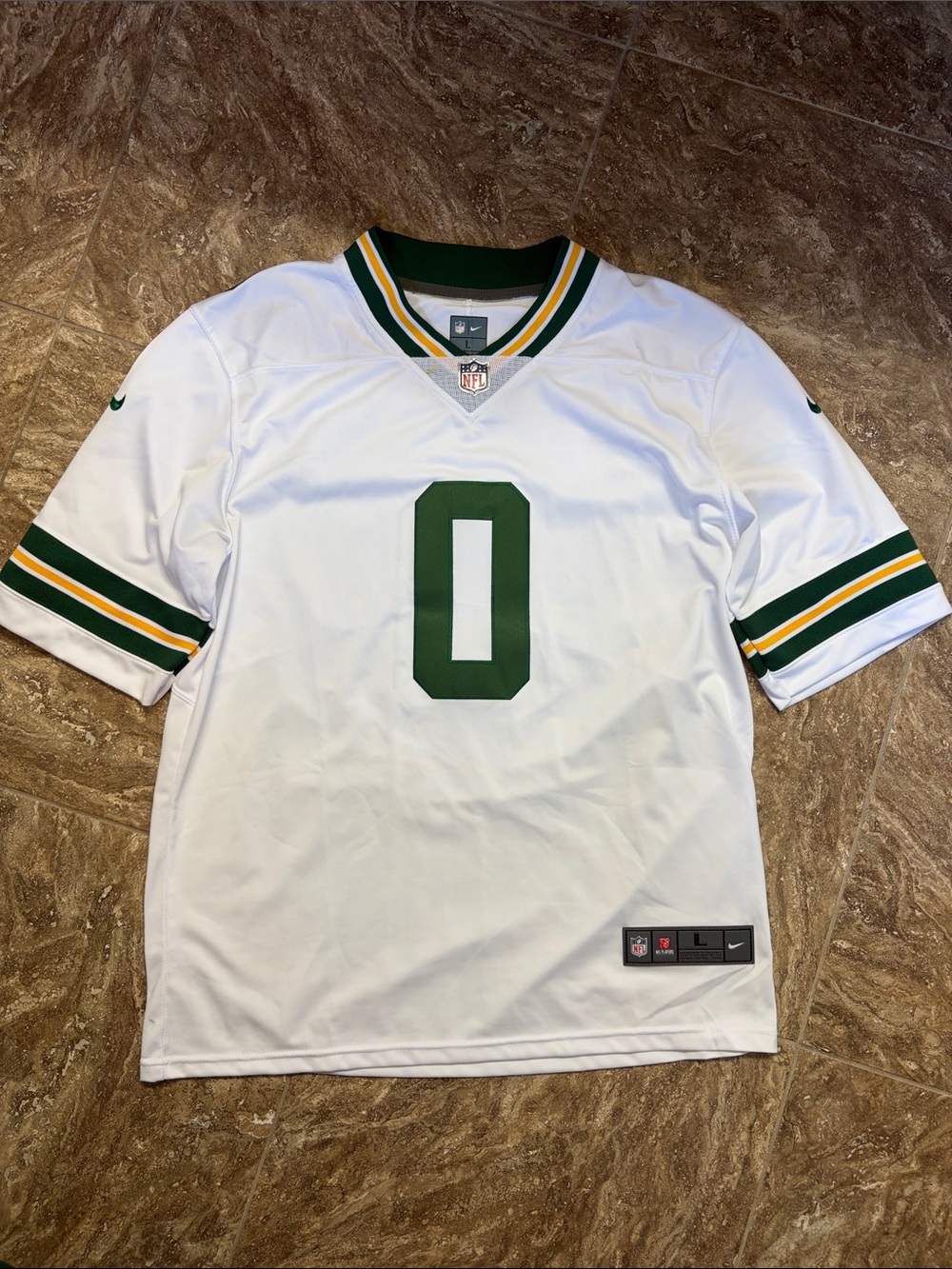 Nike White Green Bay Packer’s Golden Jersey